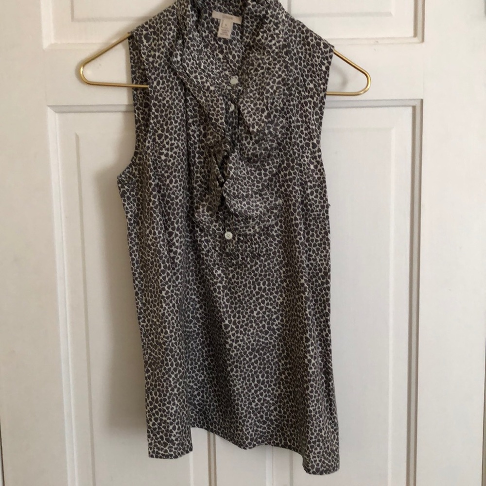 Printed silk sleeveless blouse